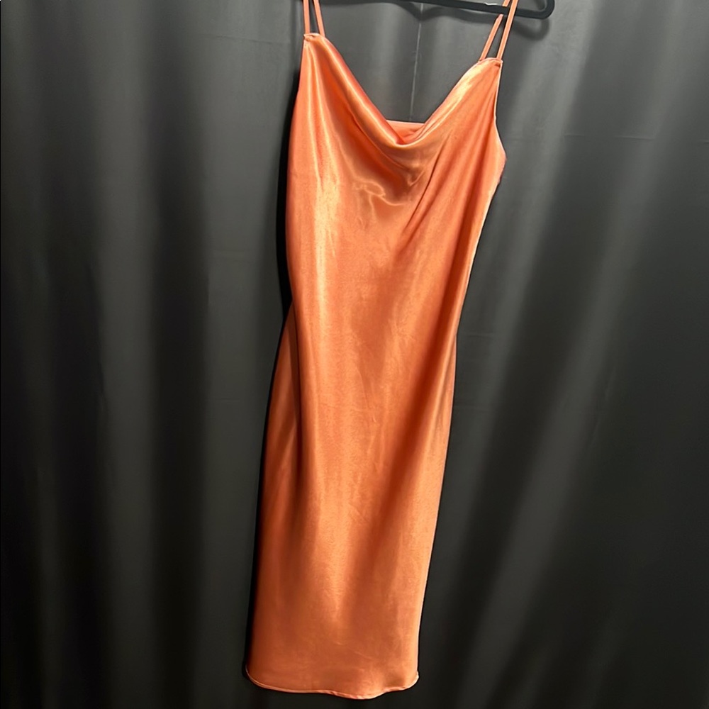 Rust Satin Slip Dress